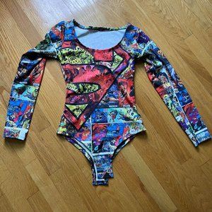 Comic Print Women's Bodysuit